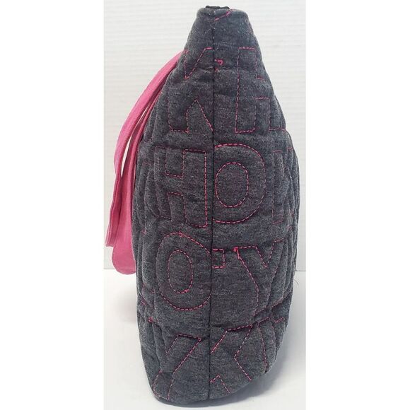 VTG Y2K Hello Kitty Shoulder Bag Grey/ Pink Quilted Raised Embroidery Tote Bag - Picture 4 of 12